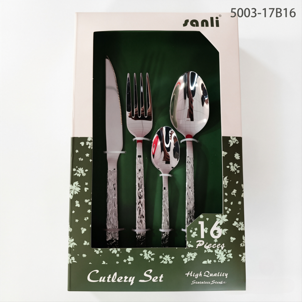 Sanli 5003 Silver 16-piece flatware set packaging image