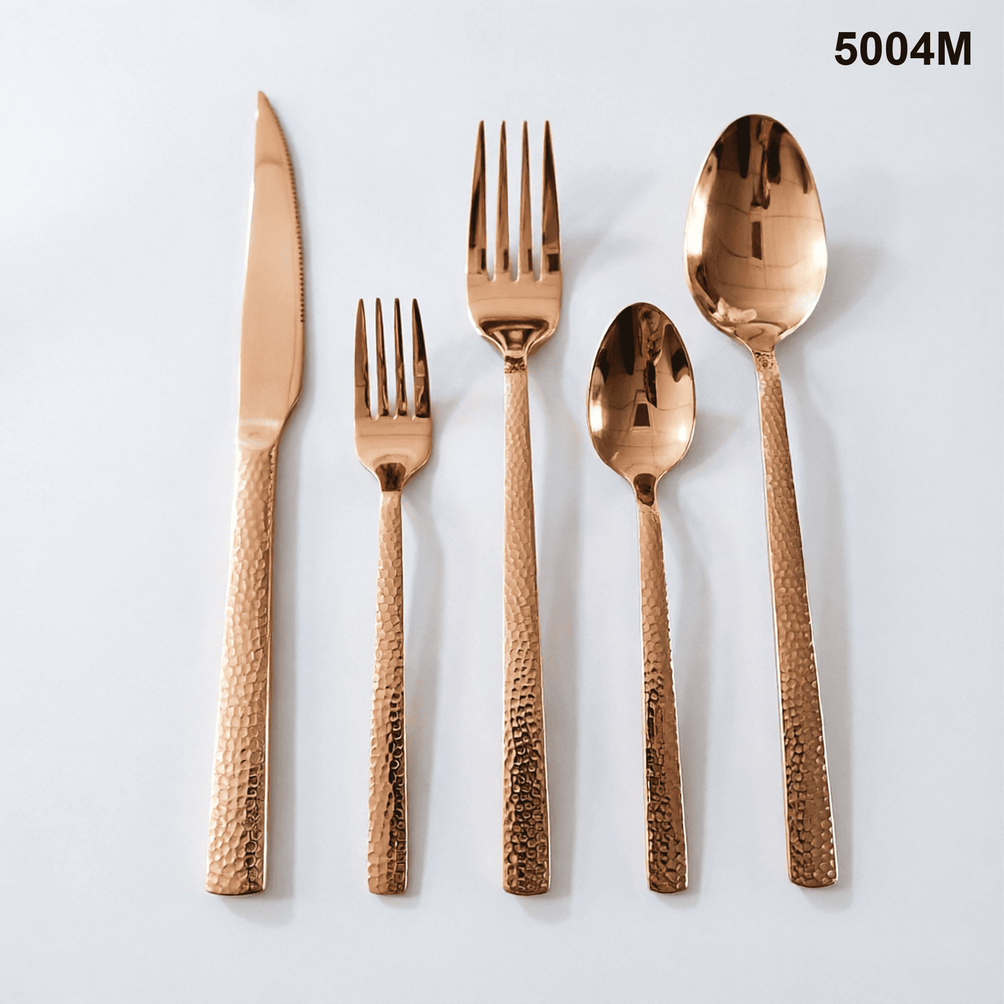 5004M pebble-like hammered dimples across gently tapered handles 20-piece flatware set