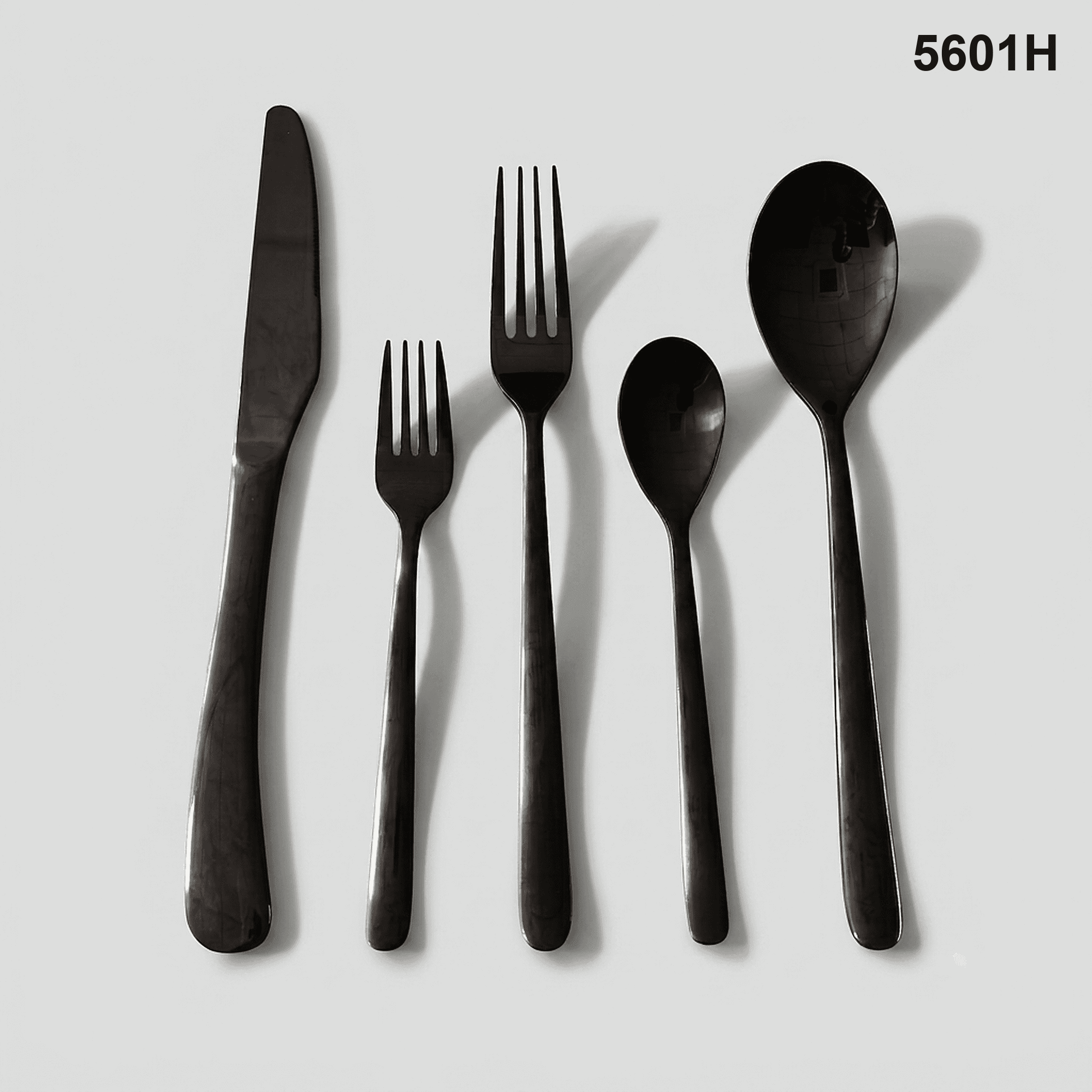 5601H simple smooth handles with a broad, softly rounded profile and rounded terminal 20-piece flatware set