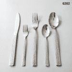 6202 20-Piece 18/0 Stainless Steel Recessed Textured Panel Handle Flatware Set for Wholesale product image