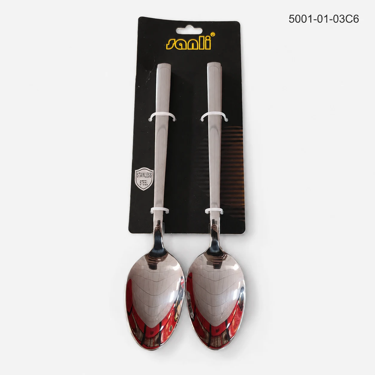 5001-01-03C6: 6 spoons · black card, silver finish