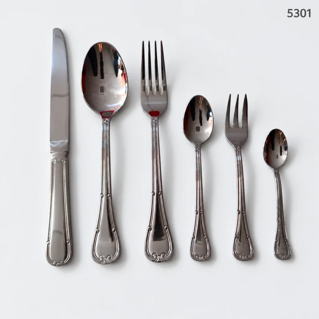 5301 18/0 cutlery with decorative bordered handles