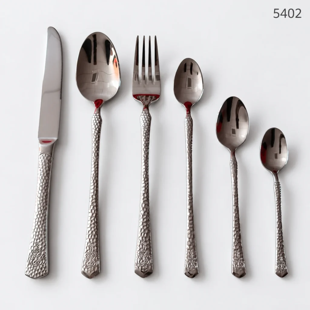 5402 18/0 cutlery with textured flared handles