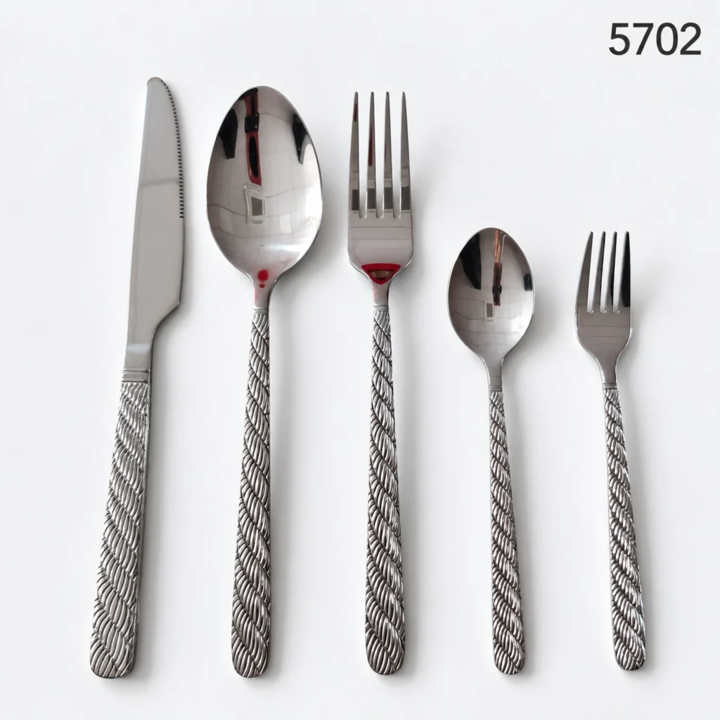 5702 18/0 cutlery with diagonal-pattern handles