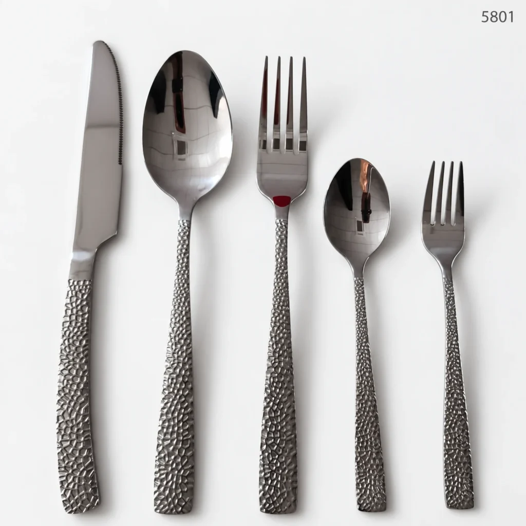 5801 18/0 cutlery with textured rectangular handles