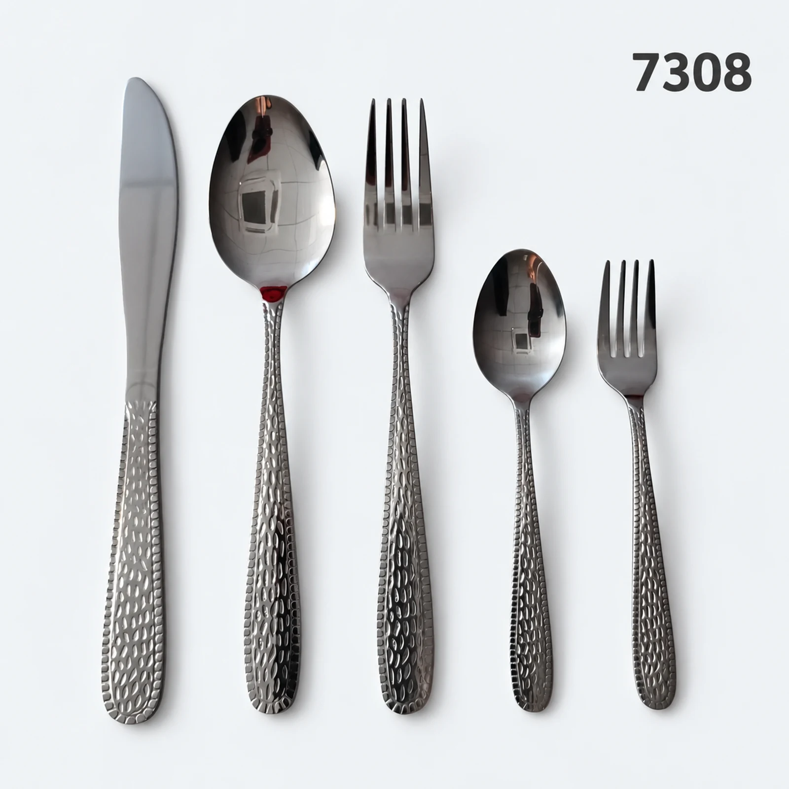 7308 18/0 cutlery with textured rounded handles