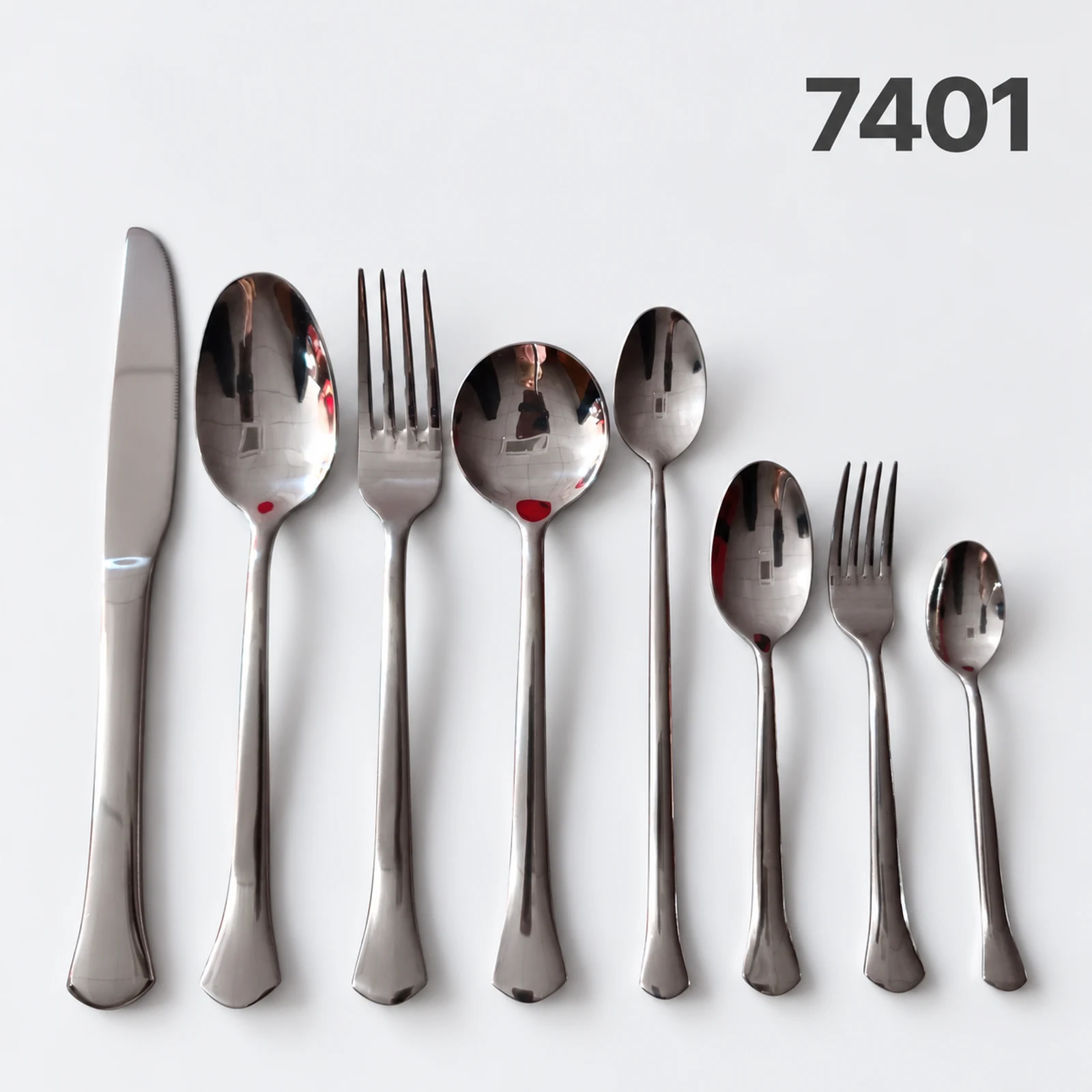 7401 18/0 cutlery with smooth flared handles